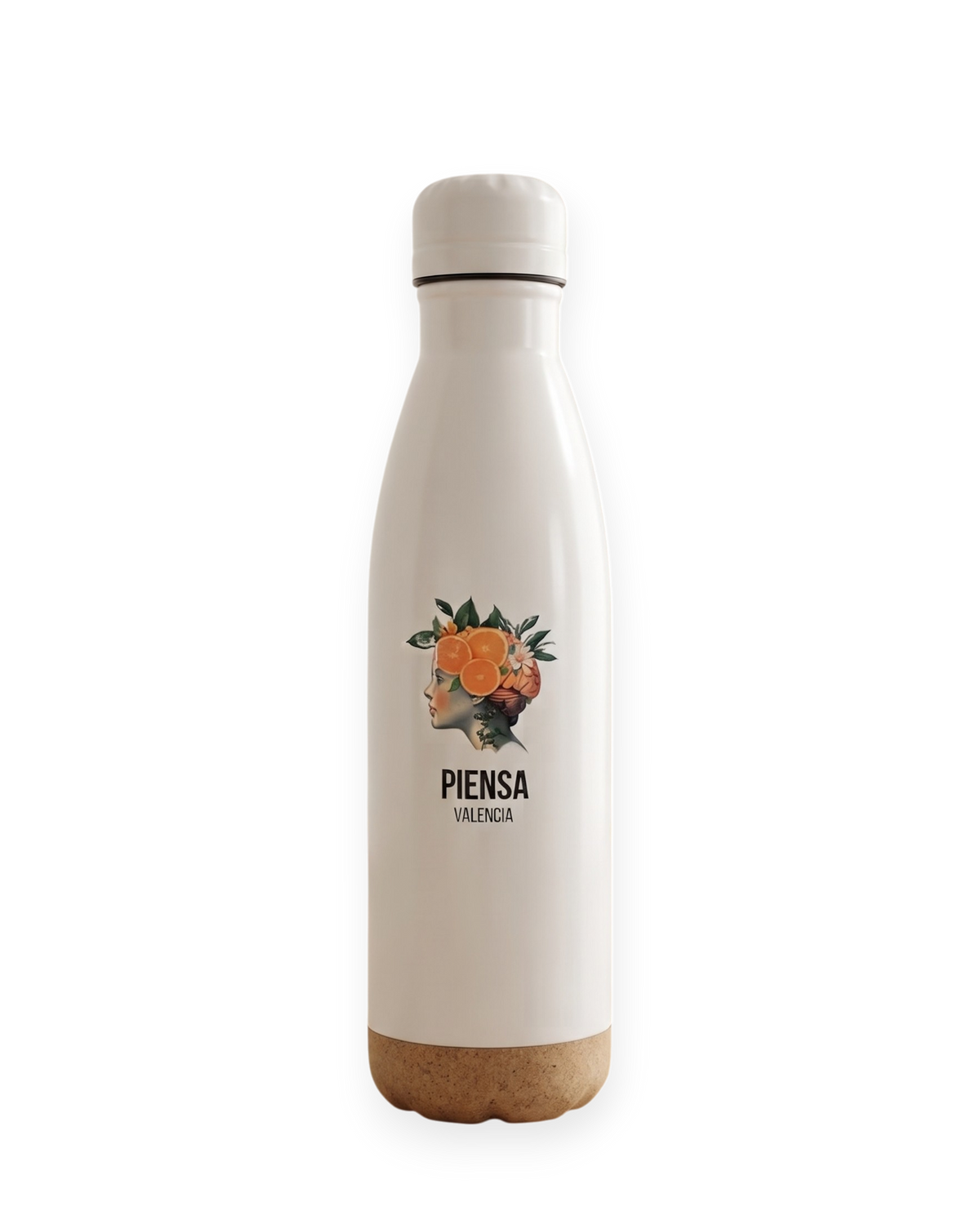 Botella termo Piensa Valencia Terreta – vista frontal fondo blanco