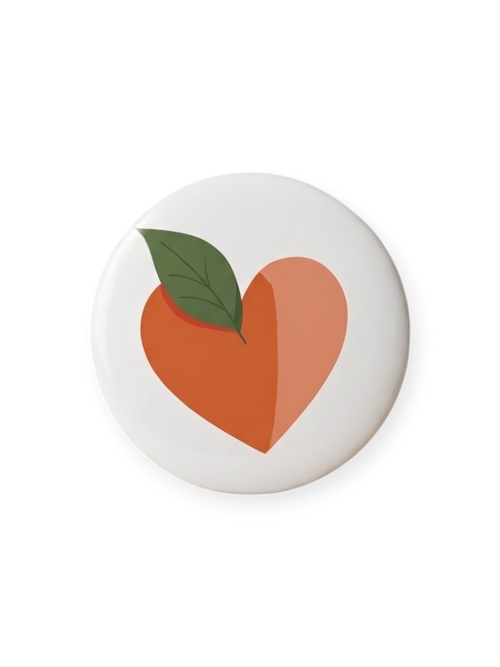Chapa corazón naranja Terreta – vista frontal fondo blanco