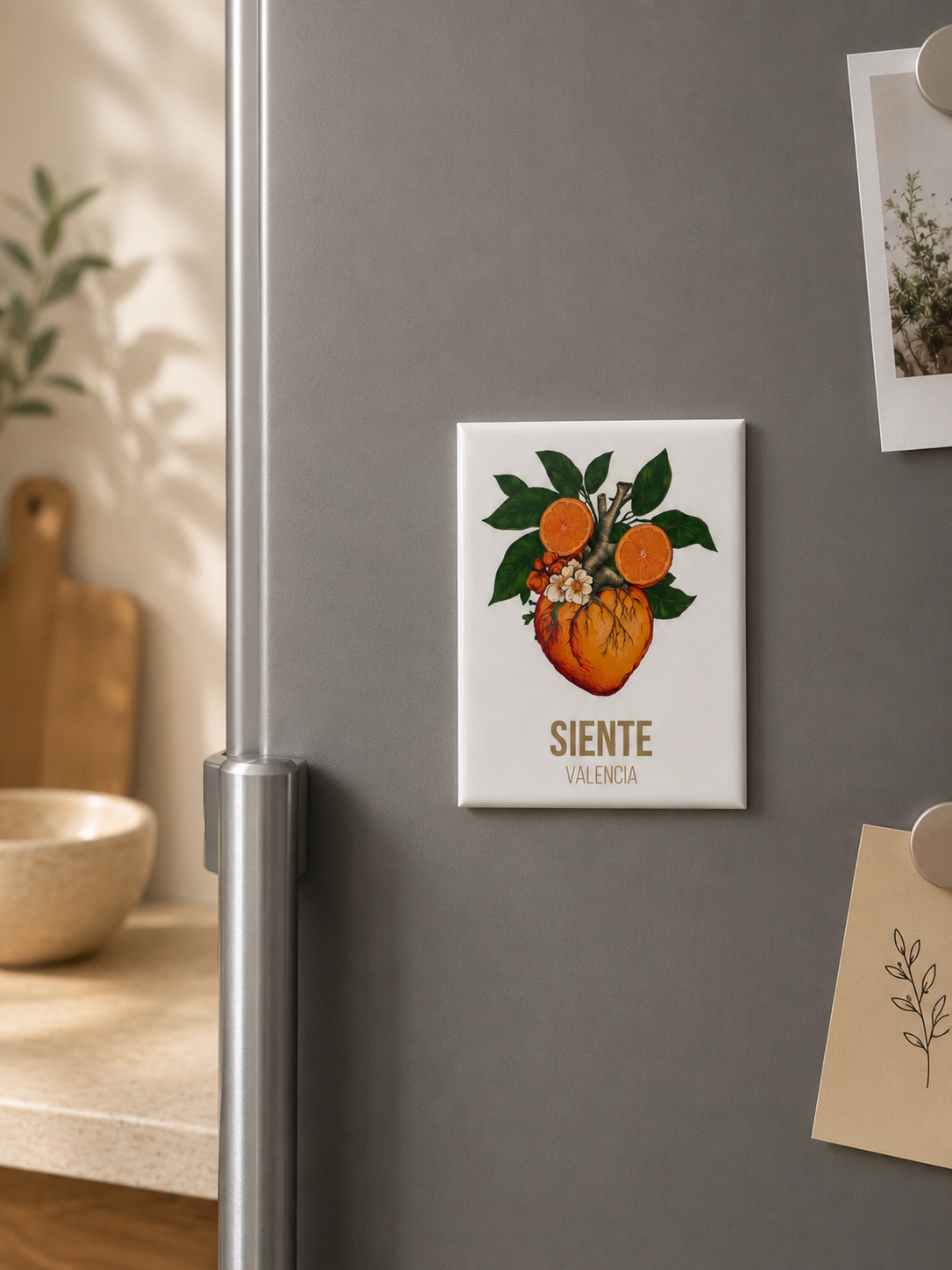 Imán Siente Valencia Terreta – en nevera gris cocina nórdica