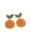 Pendientes mandarina Terreta sobre fondo blanco, par completo